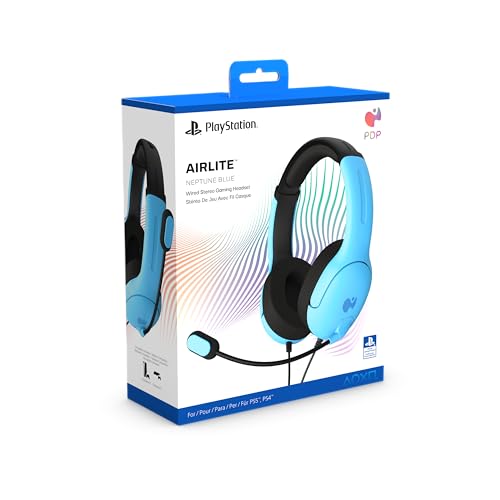 PDP AIRLITE Wired Stereo Gaming Headset, Officially Licensed by Sony PlayStation 5, PS5/PS4/PS3/PC, Lightweight Durable Headphones, 3.5mm Audio Jack, Noise-canceling Flip-to-Mute Mic, Neptune Blue - Image 5