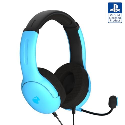 PDP AIRLITE Wired Stereo Gaming Headset, Officially Licensed by Sony PlayStation 5, PS5/PS4/PS3/PC, Lightweight Durable Headphones, 3.5mm Audio Jack, Noise-canceling Flip-to-Mute Mic, Neptune Blue - Image 1
