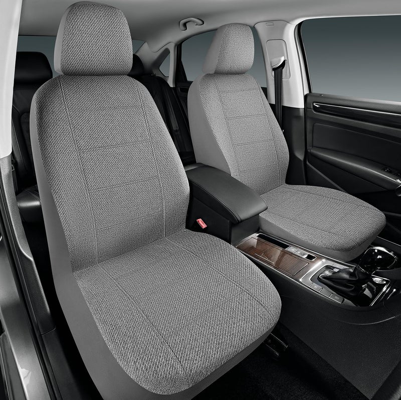 Road Comforts Car Seat Covers for Front Seat, Low Back Heavy Duty Breathable Flax Seat Protector, Airbag, Not Seat Belt Compatible, Washable Seat Cover Fits for Most Cars, Trucks, SUVs, Vans Gray - Image 1