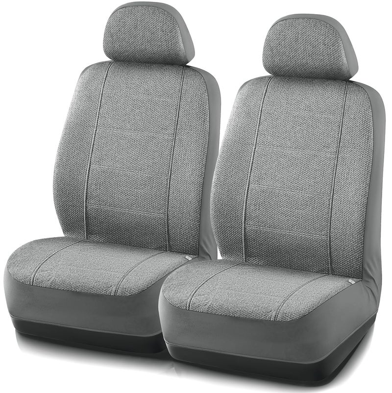 Road Comforts Car Seat Covers for Front Seat, Low Back Heavy Duty Breathable Flax Seat Protector, Airbag, Not Seat Belt Compatible, Washable Seat Cover Fits for Most Cars, Trucks, SUVs, Vans Gray - Image 2