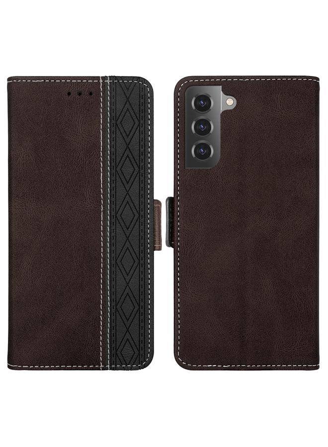 اس-توب جراب لهاتف Samsung Galaxy S21 5G مع خياطة جانبية مغناطيسية من الجلد بتقنية RFID - Image 2