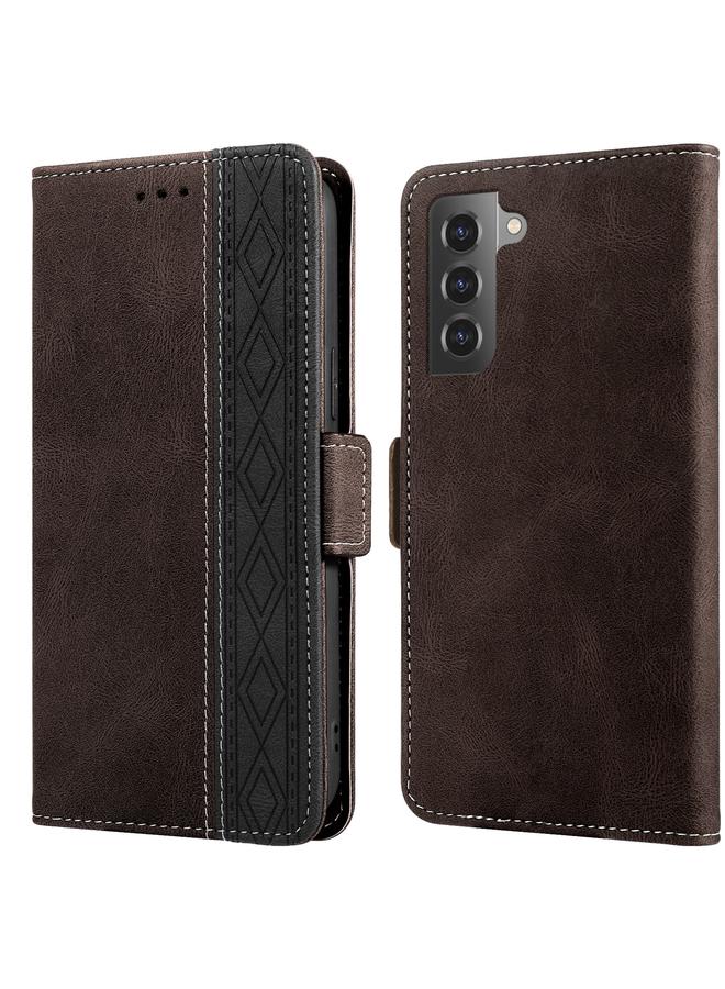 اس-توب جراب لهاتف Samsung Galaxy S21 5G مع خياطة جانبية مغناطيسية من الجلد بتقنية RFID - Image 1