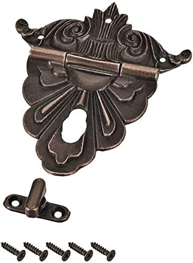 Antique Zinc Alloy Wooden Box Hasp Clasp 100 x 85 mm with Screws - Image 5