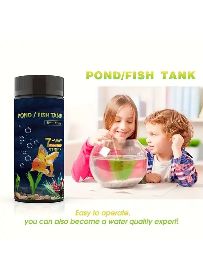 100 قطعة 7 في 1 شرائط اختبار مياه أحواض السمك متعددة الوظائف للمياه العذبة والمالحة - Image 2