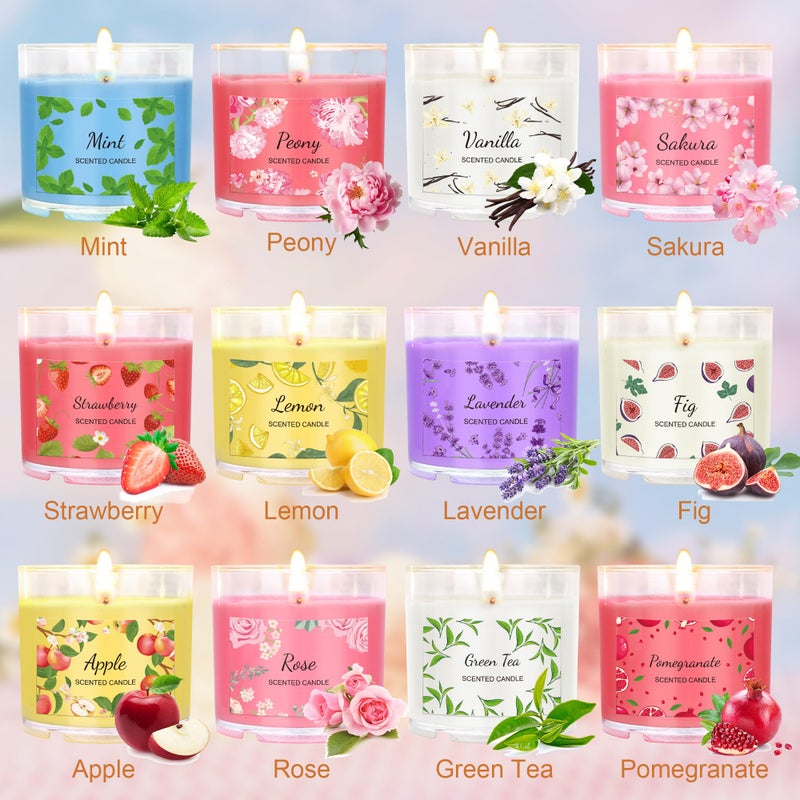 FURNIZONE Scented Candles for Home, 12 Pack Candle Set for Women, Small Soy Candles Bulk, Mothers Day Gifts from Daughter - Mini Candle Gift Set for Bridesmaid Anniversary Birthday Valentines Christmas - Image 4