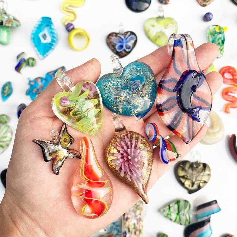 YISSEN RISEON Random 12 pcs Handmade Murano Lampwork Glass Pendants Teardrop Water Drop Glass Pendant Necklace Murano Glass Jewelry Italian Style Jewelry Charm - Image 4