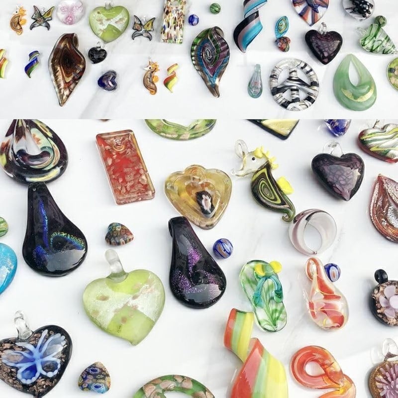 YISSEN RISEON Random 12 pcs Handmade Murano Lampwork Glass Pendants Teardrop Water Drop Glass Pendant Necklace Murano Glass Jewelry Italian Style Jewelry Charm - Image 1