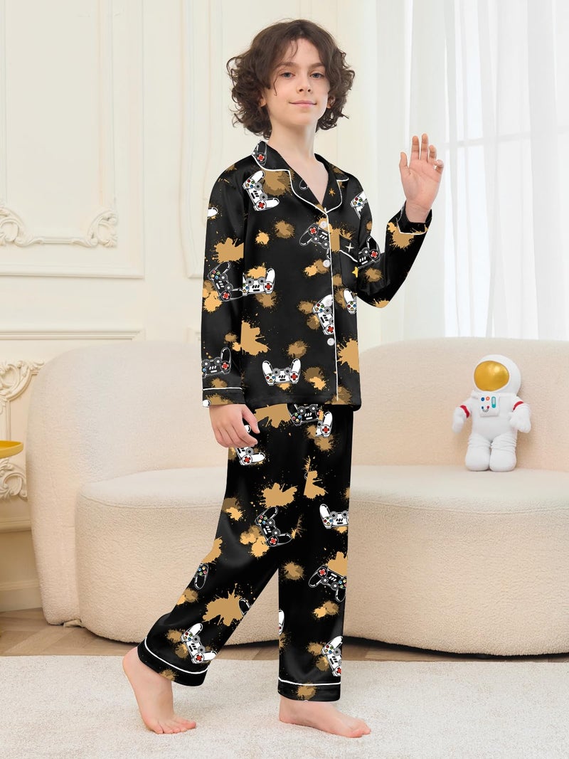 Umeyda Boys Pajamas Sets Long Sleeve Sleepwear 2-Piece Pjs Set, Black Game Console, 4-5T - Image 4