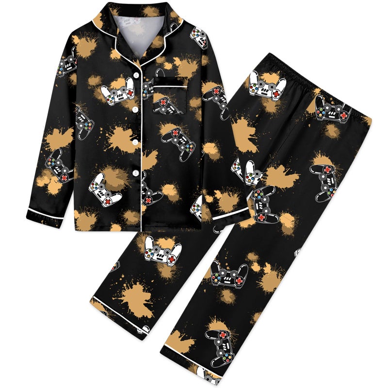 Umeyda Boys Pajamas Sets Long Sleeve Sleepwear 2-Piece Pjs Set, Black Game Console, 4-5T - Image 1