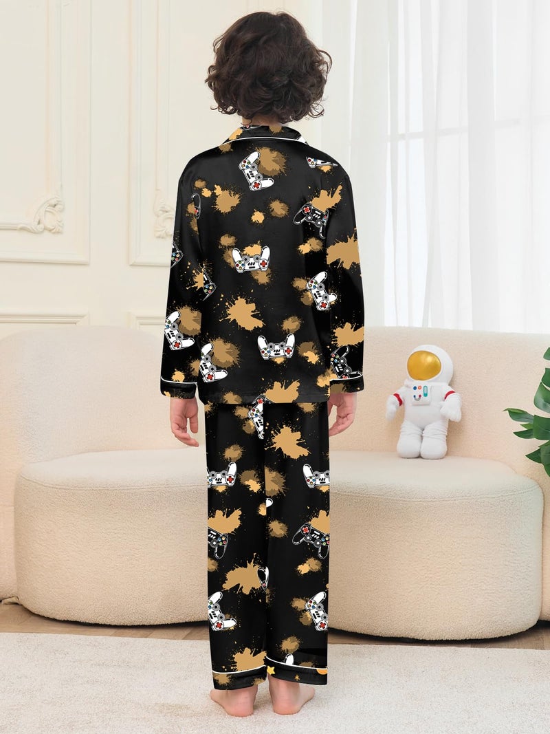 Umeyda Boys Pajamas Sets Long Sleeve Sleepwear 2-Piece Pjs Set, Black Game Console, 4-5T - Image 5