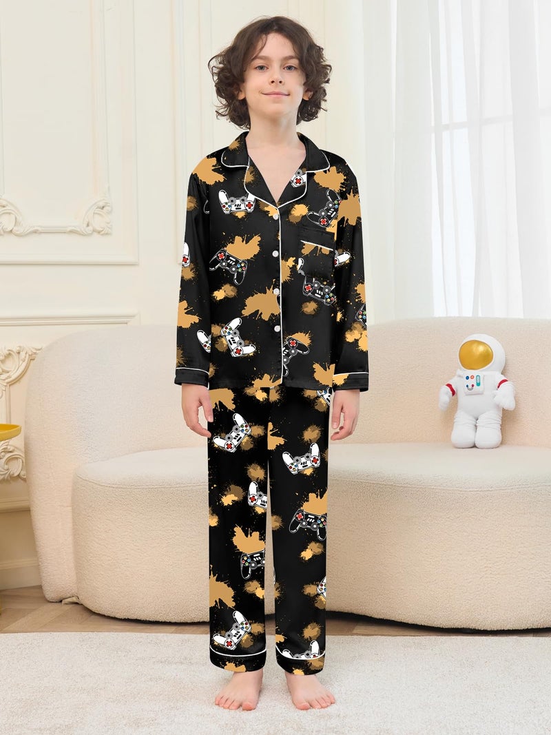 Umeyda Boys Pajamas Sets Long Sleeve Sleepwear 2-Piece Pjs Set, Black Game Console, 4-5T - Image 2