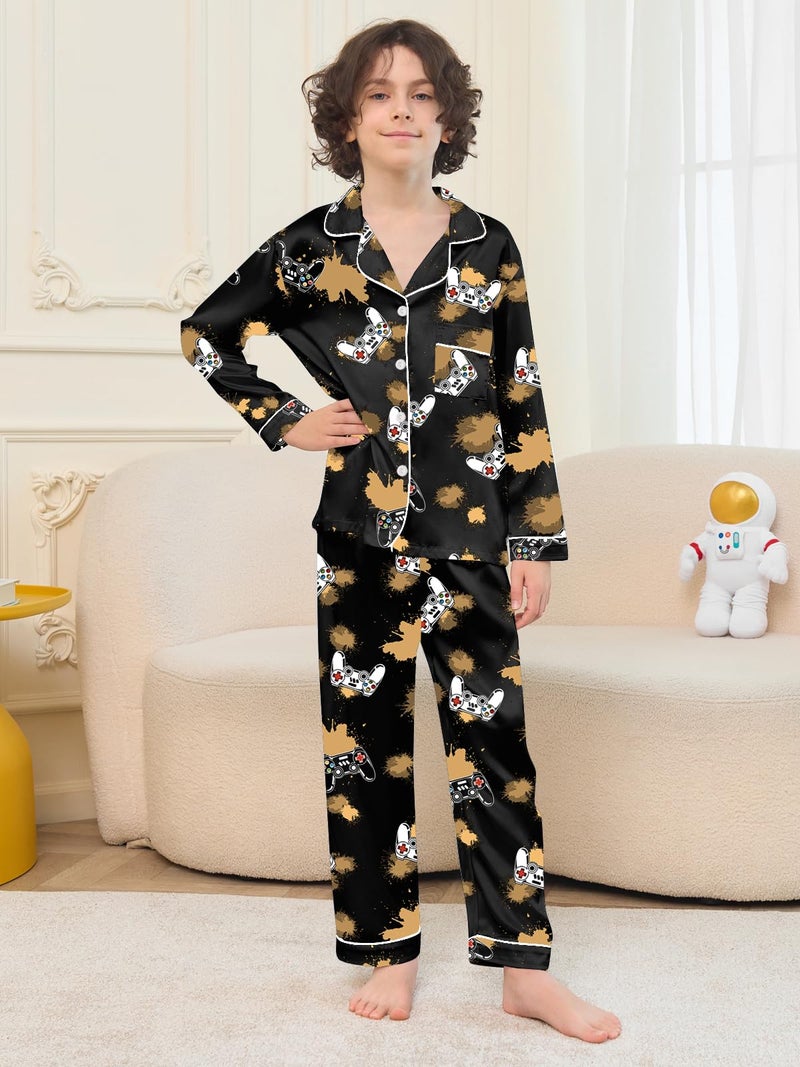 Umeyda Boys Pajamas Sets Long Sleeve Sleepwear 2-Piece Pjs Set, Black Game Console, 4-5T - Image 3