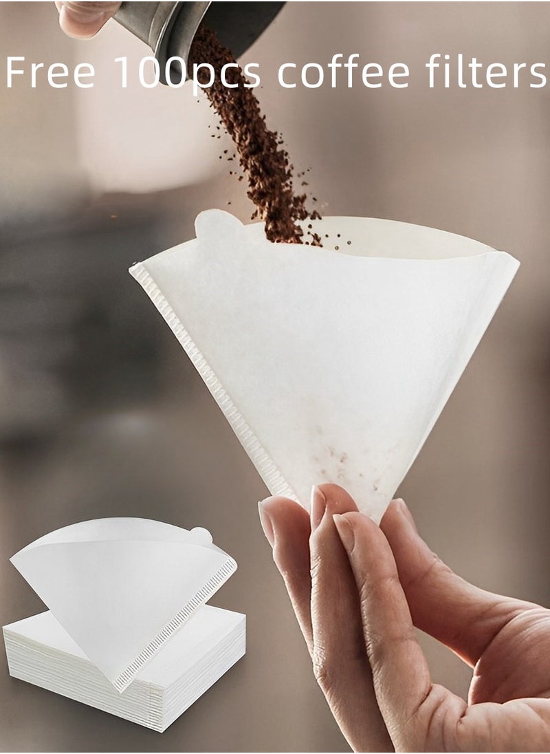 Perfin 100 Piece Coffee Paper Filter V60 Size 02 ， free wall-mounted coffee filter storage box, white  - Image 2