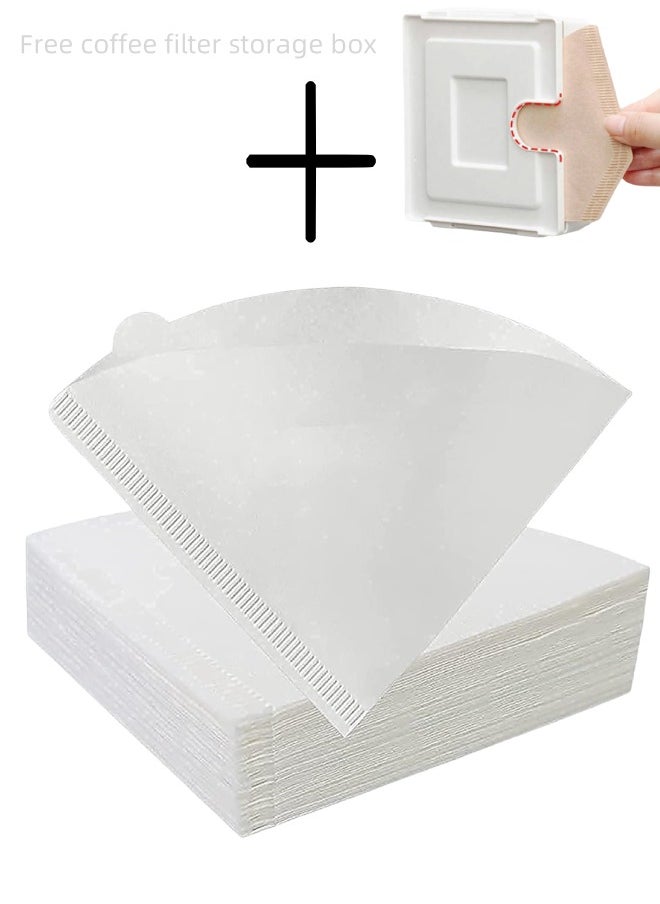 Perfin 100 Piece Coffee Paper Filter V60 Size 02 ， free wall-mounted coffee filter storage box, white  - Image 1