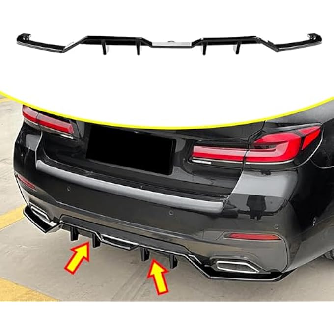FINMOKAL Gloss Black Rear Diffuser Lip Compatible with 2021-2023 BMW 5 Series G30 LCI M Sport, Rear Lower Bumper Lip Spoiler Diffuser - Image 2