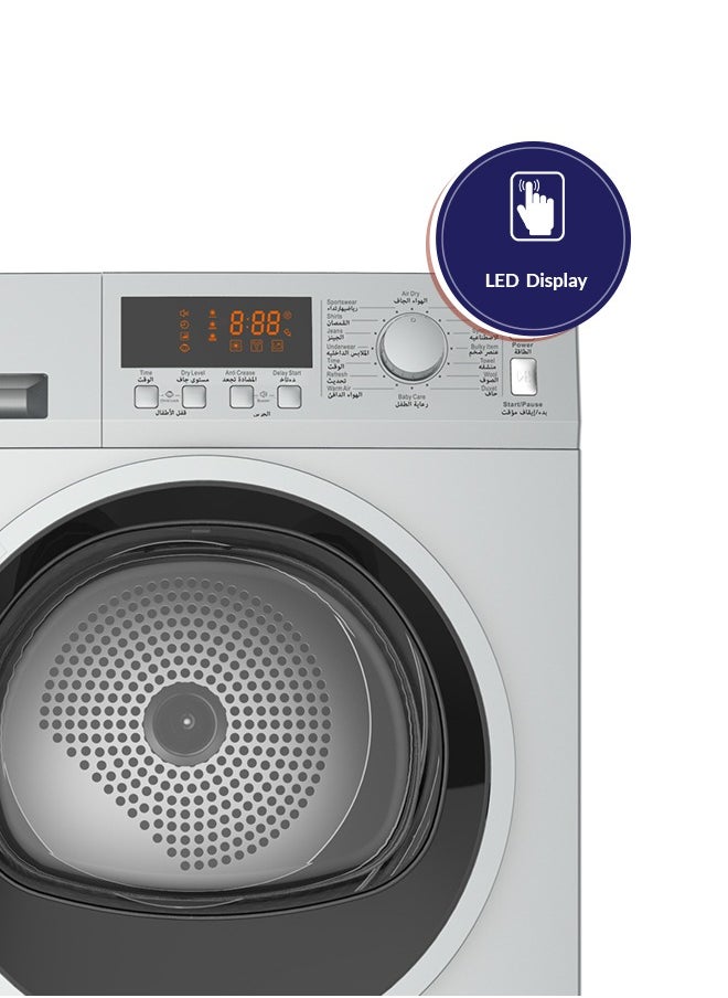 Arrow - 8Kg Heat Pump Clothes Dryer, 15 Programs, LED Display, 170° Door Open Angle, Anti-Crease Function, Round Door Style | Model Name: RO-08GDHS - Image 1