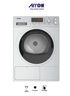 8Kg Heat Pump Clothes Dryer, 15 Programs, LED Display, 170° Door Open Angle, Anti-Crease Function, Round Door Style | Model Name: RO-08GDHS