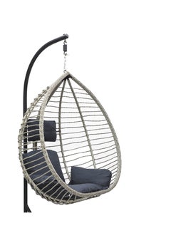 Multi Home Furniture Best Hanging swing chair MH-2009 Hanging Egg Indoor Outdoor Patio Wicker Rattan Swing Chair with UV Resistant Random Washable Cushions & Iron Frame for Garden, Living Room & Backyard & (Grey)  - Image 1