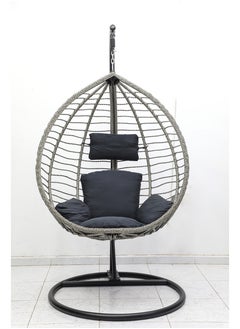 Multi Home Furniture Best Hanging swing chair MH-2009 Hanging Egg Indoor Outdoor Patio Wicker Rattan Swing Chair with UV Resistant Random Washable Cushions & Iron Frame for Garden, Living Room & Backyard & (Grey)  - Image 2