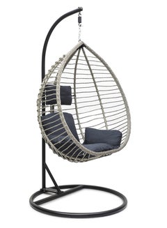 Multi Home Furniture Best Hanging swing chair MH-2009 Hanging Egg Indoor Outdoor Patio Wicker Rattan Swing Chair with UV Resistant Random Washable Cushions & Iron Frame for Garden, Living Room & Backyard & (Grey)  - Image 3