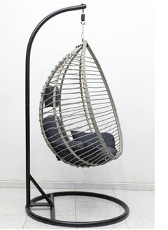 Multi Home Furniture Best Hanging swing chair MH-2009 Hanging Egg Indoor Outdoor Patio Wicker Rattan Swing Chair with UV Resistant Random Washable Cushions & Iron Frame for Garden, Living Room & Backyard & (Grey)  - Image 4