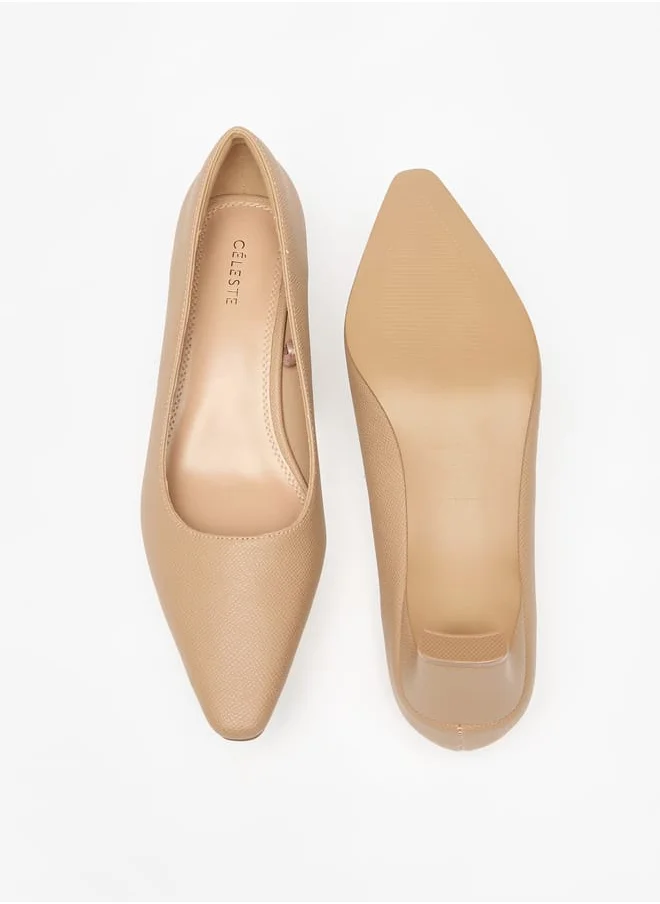 Celeste Women's Slip-On Pointed Toe Pumps with Kitten Heels