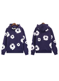Generic Autumn Winter New Couple Suit Sweatshirt Trousers Fleece-Lined Sweatshirt Denim Main Line Wood Cotton Hooded Shirt American Styl 5640 royal blue 