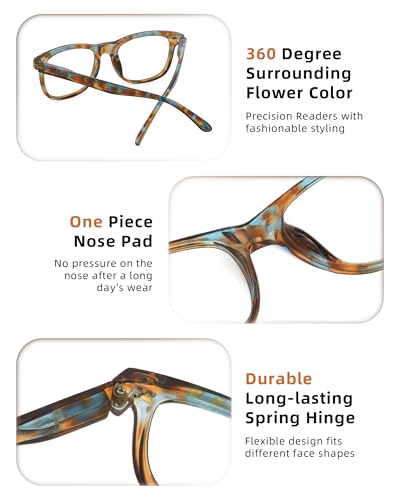 JOLISU Reading Glasses For Women - 5 Pack Stylish Readers For Womens Men Spring Hinge Eyeglasses -Blue Light Blocking Protection Frame (1.50) - Image 4