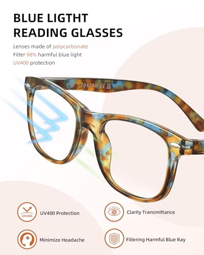 JOLISU Reading Glasses For Women - 5 Pack Stylish Readers For Womens Men Spring Hinge Eyeglasses -Blue Light Blocking Protection Frame (1.50) - Image 5