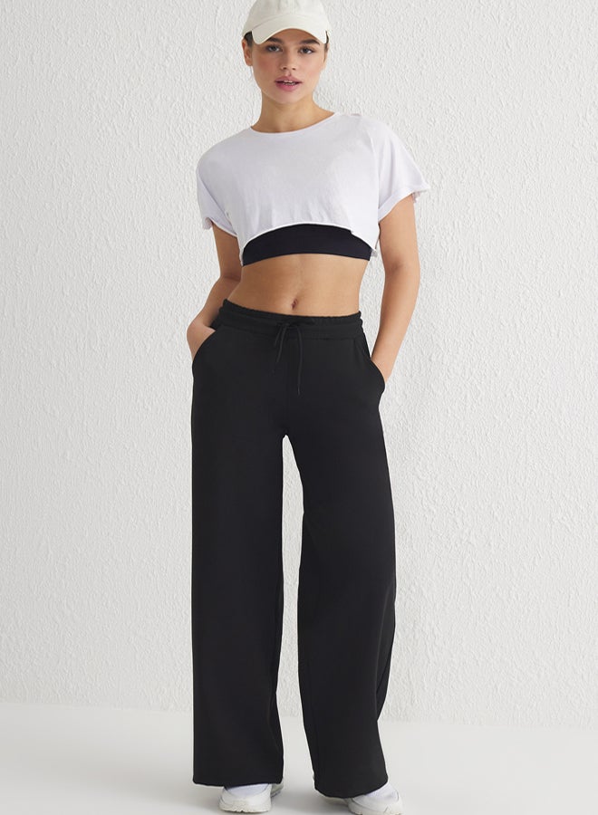 trendyol Black Polar Fleece Warm Diver/Scuba Fabric Sports Knitted Sweatpants - Image 1