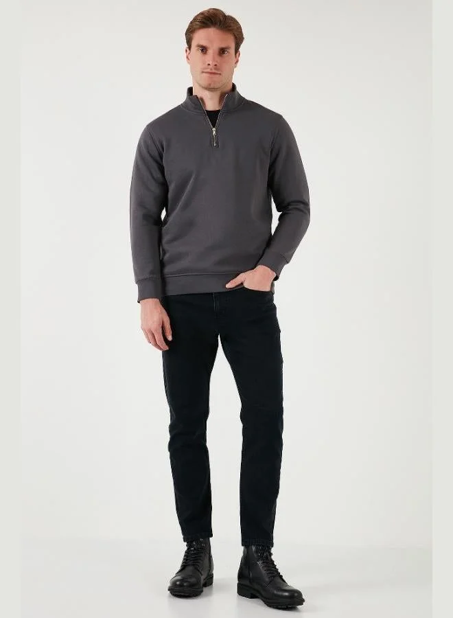 Buratti  Buratti Cotton Regular Fit Half Zipper Stand Collar Sweat Men's SWEAT 59052592 for Men | Best Price UAE