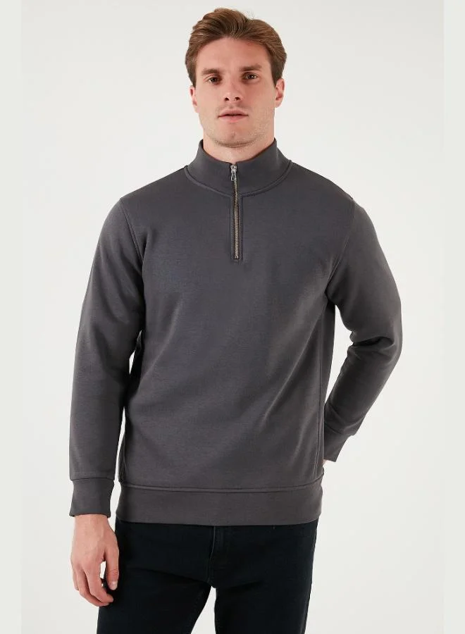 Buratti  Buratti Cotton Regular Fit Half Zipper Stand Collar Sweat Men's SWEAT 59052592 for Men | Best Price UAE