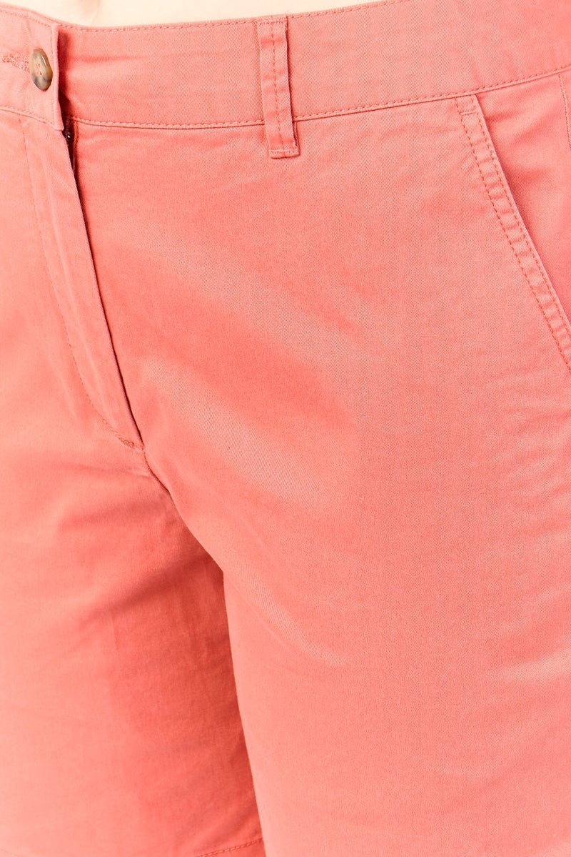 GANT Women Regular Fit Plain Chino Shorts, Rust Brown - Image 3