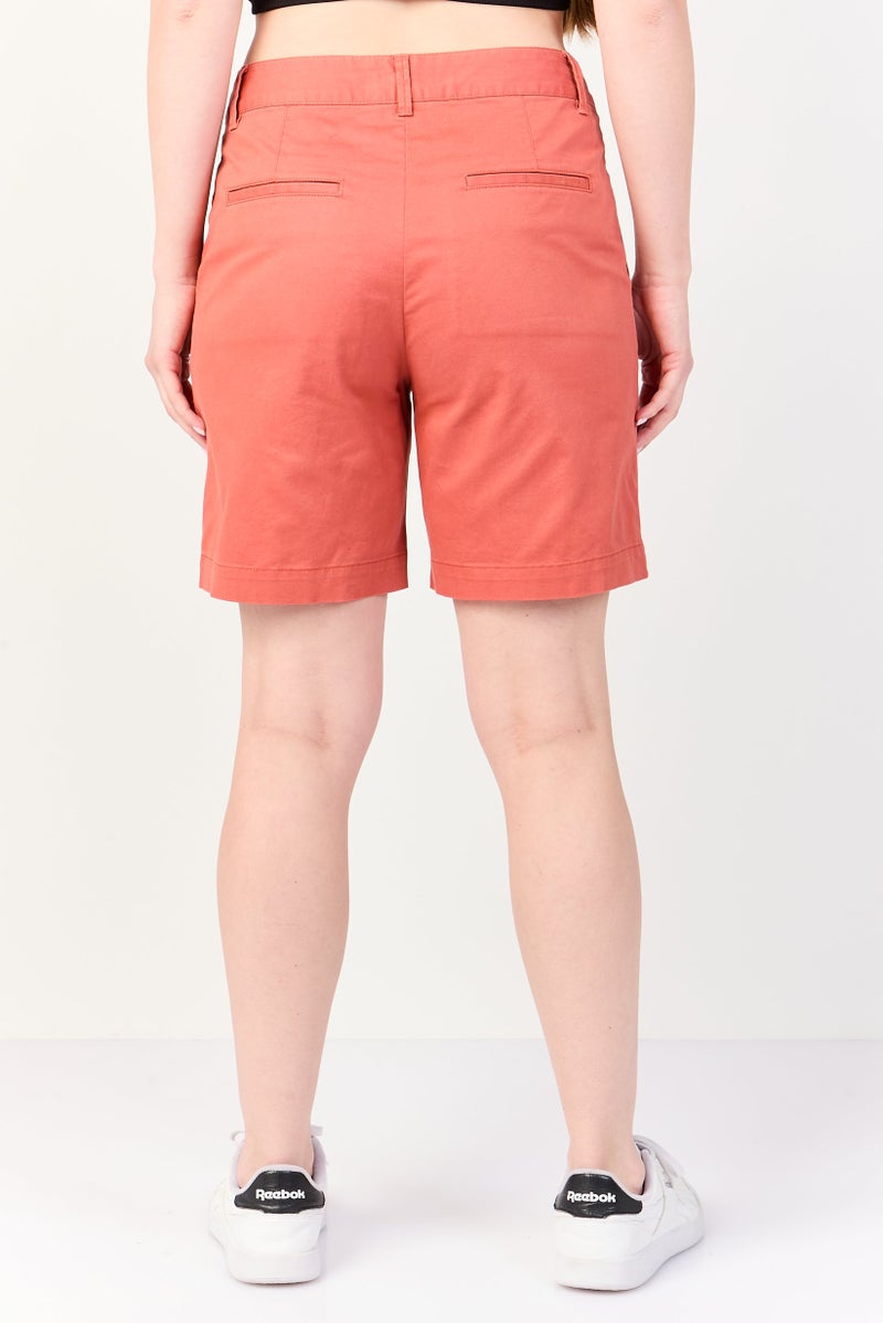 GANT Women Regular Fit Plain Chino Shorts, Rust Brown - Image 4