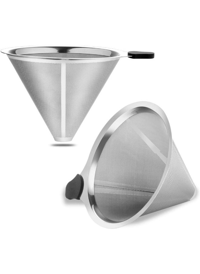 Generic Pour Over Coffee Filter 2PCS, Stainless Steel Coffee Filter, Paperless Reusable Cone Coffee Dripper  - Image 1