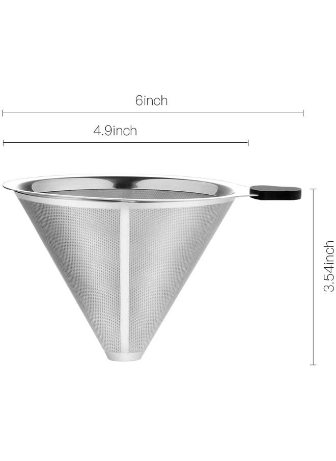 Generic Pour Over Coffee Filter 2PCS, Stainless Steel Coffee Filter, Paperless Reusable Cone Coffee Dripper  - Image 4