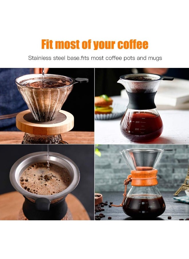 Generic Pour Over Coffee Filter 2PCS, Stainless Steel Coffee Filter, Paperless Reusable Cone Coffee Dripper  - Image 2