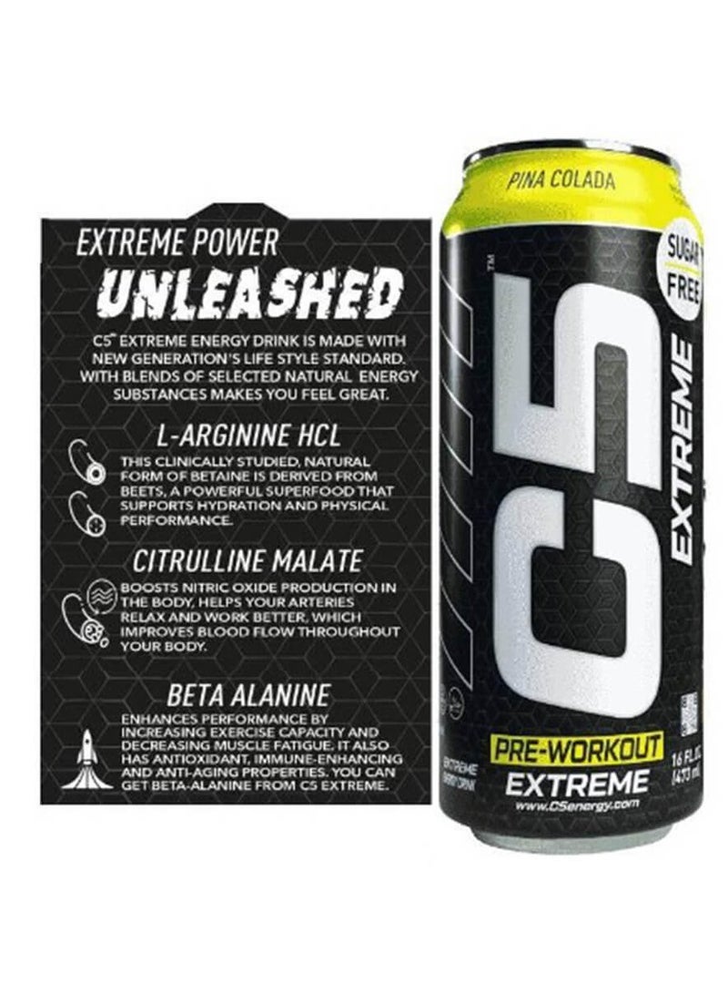 C5 Extreme Zero Sugar Pina Colada 16oz, Pack of 12 - Image 2
