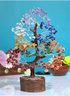Crocon Crocon Seven Chakra Gemstone Tree Feng Shui Figurine Money Bonsai Good Luck Reiki Healing Crystals Balancing Decoration Ornament Sculpture Wealth Prosperity Table Room Decor Gift Size 10-12"  - Image 1