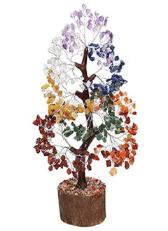 Crocon Crocon Seven Chakra Gemstone Tree Feng Shui Figurine Money Bonsai Good Luck Reiki Healing Crystals Balancing Decoration Ornament Sculpture Wealth Prosperity Table Room Decor Gift Size 10-12"  - Image 2