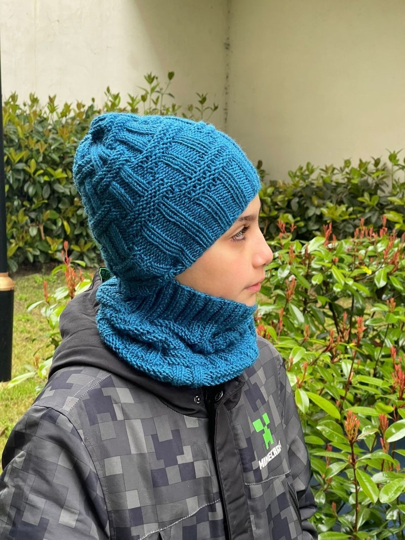 Gönülden Tasarım Heart Design Kids Beanie Neck Warmer Soft Wool Set  - Image 3