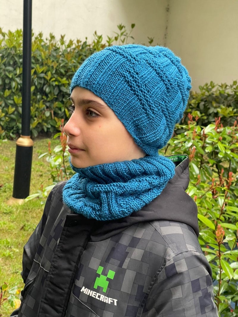 Gönülden Tasarım Heart Design Kids Beanie Neck Warmer Soft Wool Set  - Image 2