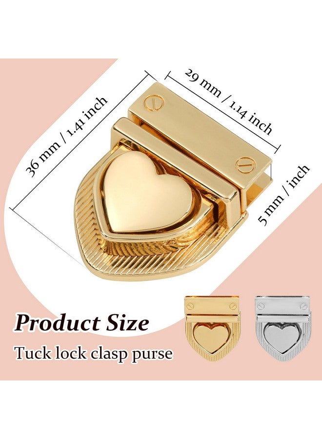 TXIN TXIN 8 Pieces Heart Tuck Lock Clasp Catch Purse Thumb Lock Purse Buckle Fasteners Tongue Lock Handbag Wallet Hardware for DIY Craft Bag Handbag Making,4 Silver&4 Gold  - Image 5