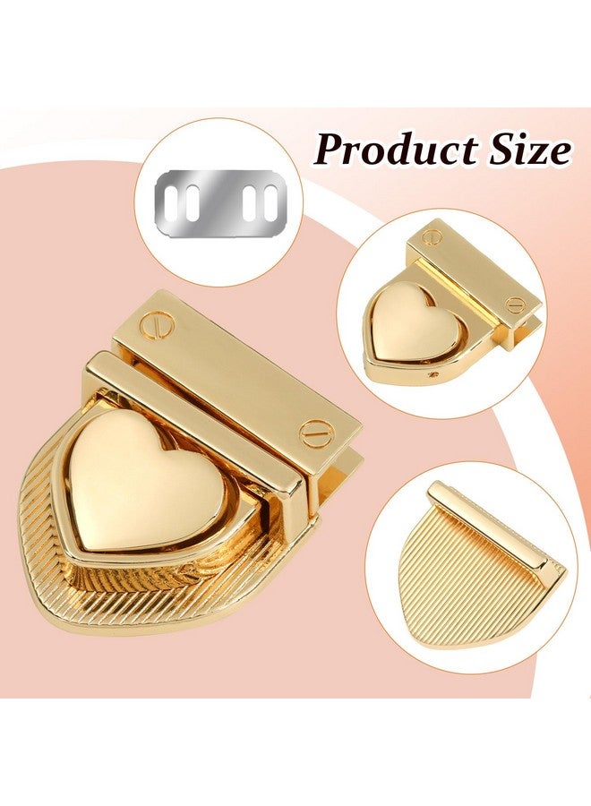 TXIN TXIN 8 Pieces Heart Tuck Lock Clasp Catch Purse Thumb Lock Purse Buckle Fasteners Tongue Lock Handbag Wallet Hardware for DIY Craft Bag Handbag Making,4 Silver&4 Gold  - Image 4