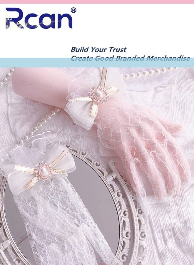 Rcan Ladies Elegant Retro Mesh Sunscreen Lace Gloves Bridal Wrist Accessories Lolita Cropped Gloves for Prom Party Wedding Tea Party Cosplay for Women - Image 1