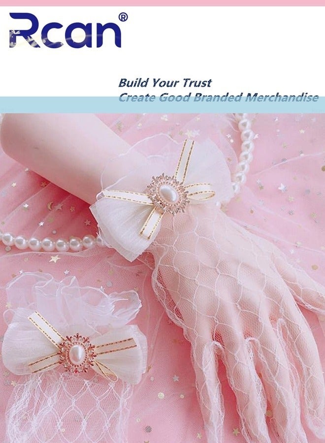 Rcan Ladies Elegant Retro Mesh Sunscreen Lace Gloves Bridal Wrist Accessories Lolita Cropped Gloves for Prom Party Wedding Tea Party Cosplay for Women - Image 2