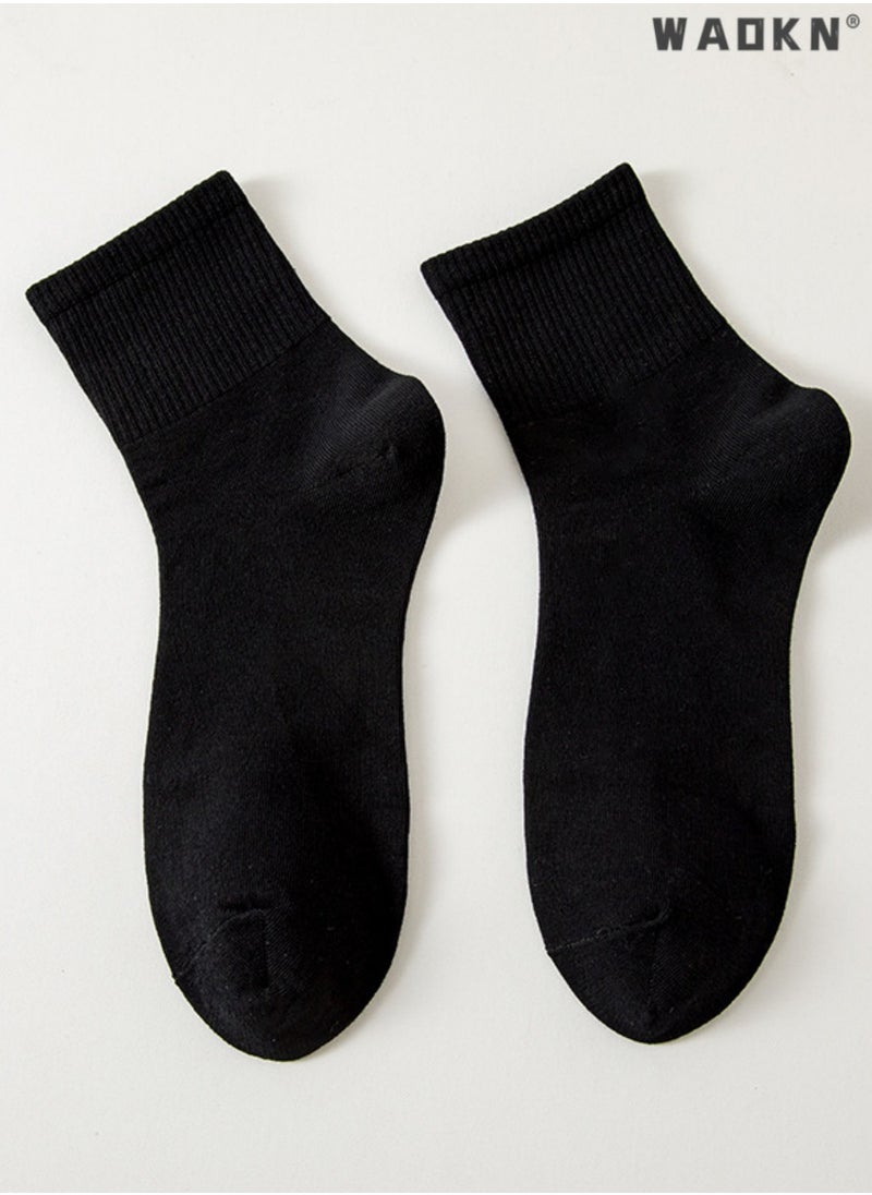 WAOKN Men's Mid length Elastic Black Socks Spring/Summer Breathable Solid Color Thin Net Stocking Massage Bottom Cotton Socks Sports Socks Black High Quality Men's Socks One Size Suitable for Everyone  - Image 5