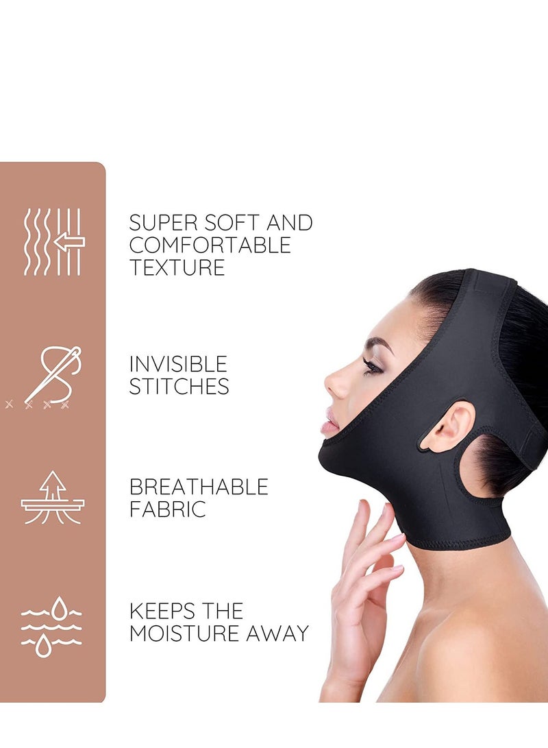 VIUAUAX Neck and Chin Compression Garment Wrap, Post Surgical Chin Strap Bandage for Women, Face Slimmer, Jowl Tightening, Chin Lifting M - Image 4