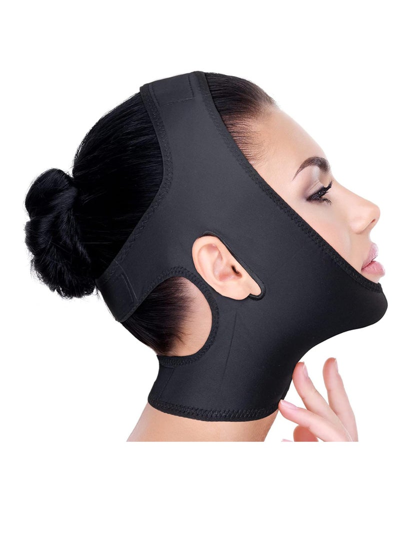 VIUAUAX Neck and Chin Compression Garment Wrap, Post Surgical Chin Strap Bandage for Women, Face Slimmer, Jowl Tightening, Chin Lifting M - Image 1