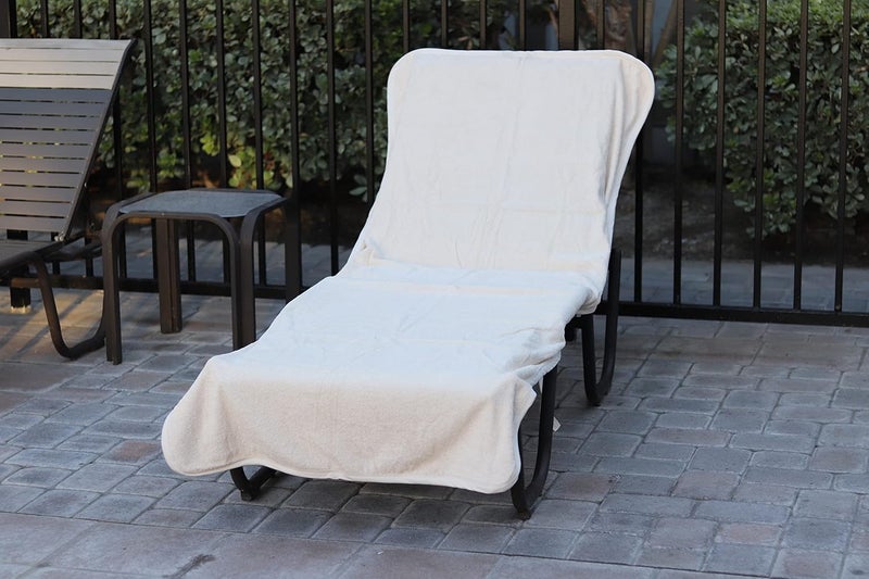 BC BARE COTTON Luxury Hotel Spa Towel Pool Chair Lounge Cover 100% Cotton | Soft Ring-Spun Cotton | Premium Quality | Absorbent | Oversized | Quick-Drying | Beach | Resort | Vacation | Beach Club | Poolside (Beige) - Image 2